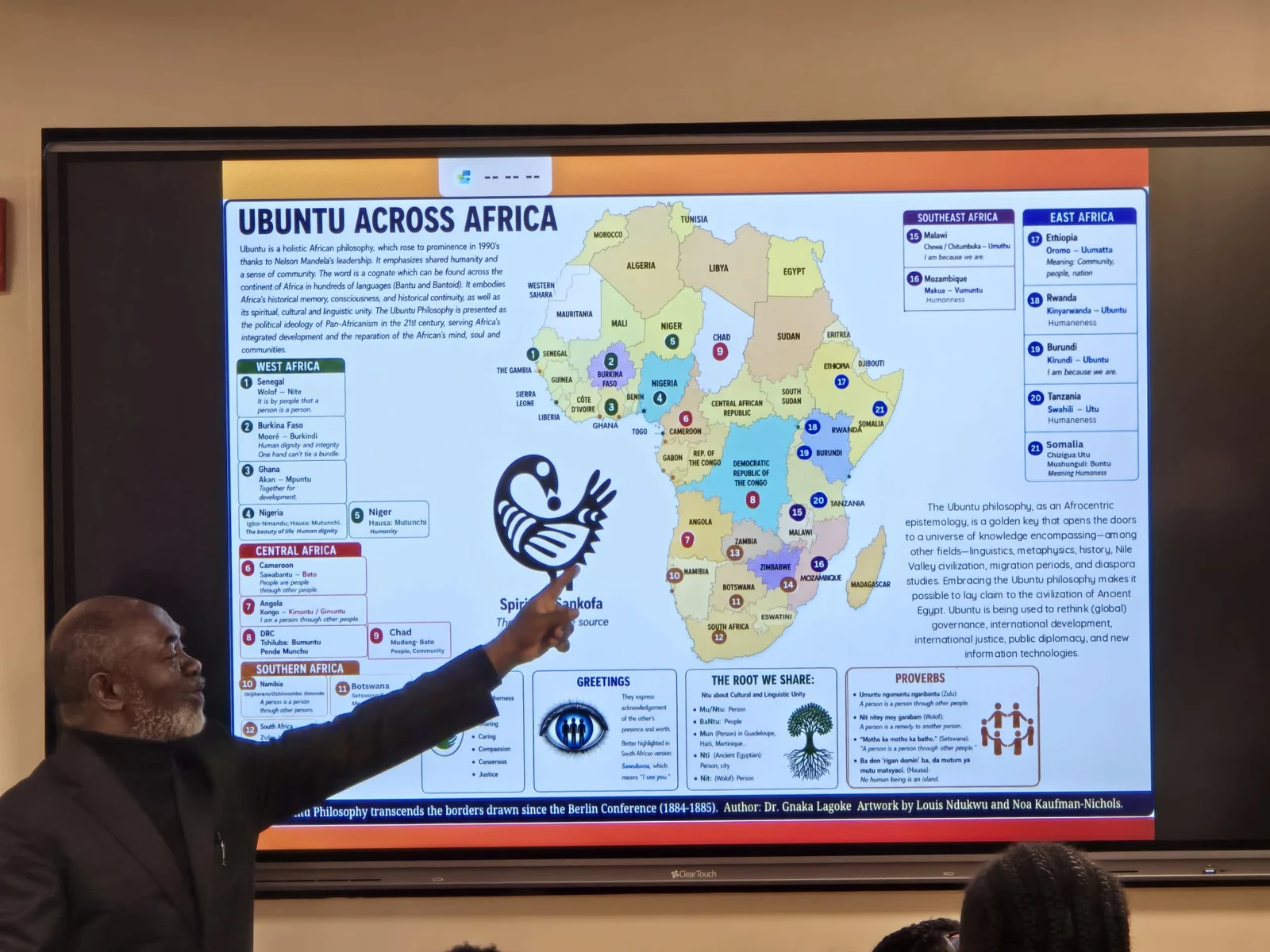 A closer view of Dr. Lagoke presenting the map