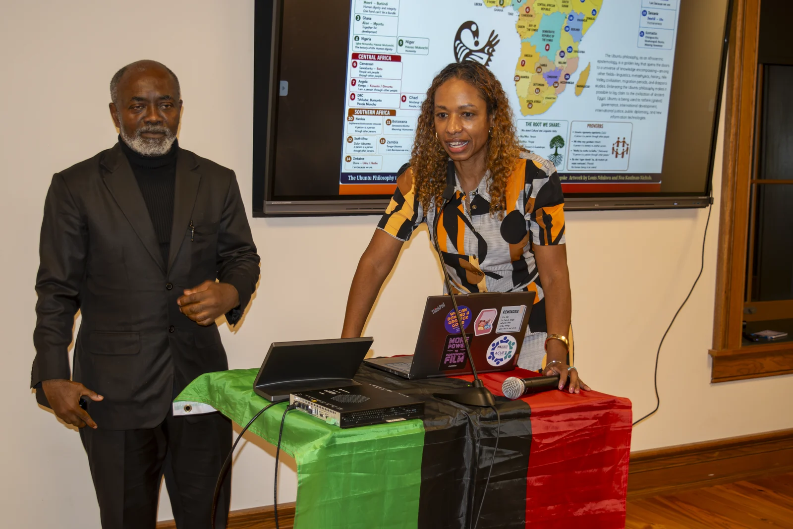 Dr. Lagoke with Dr. Larycia Hawkins, Director of the Ubuntu Center for Public History.