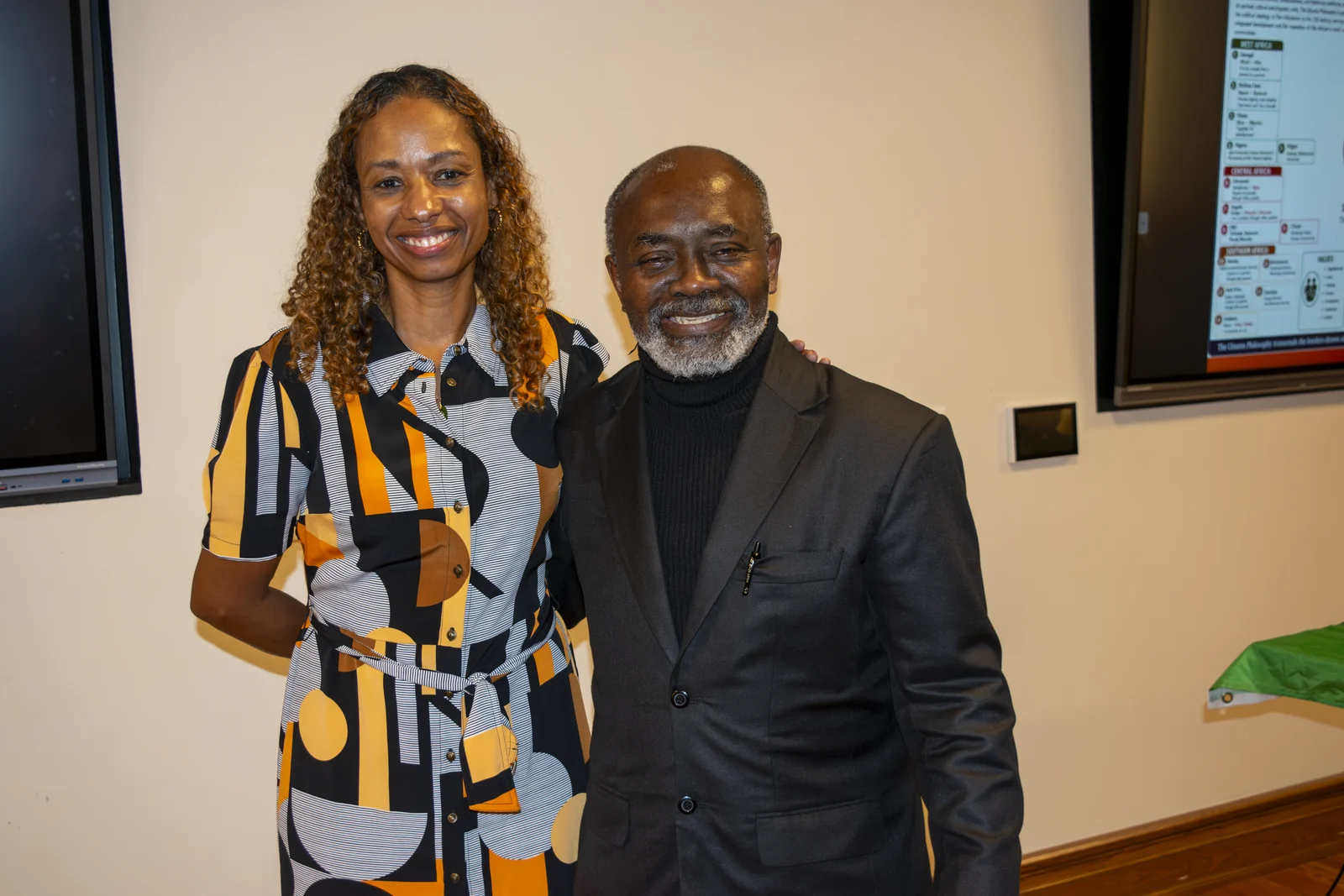 Dr. Lagoke with Dr. Larycia Hawkins, Director of the Ubuntu Center for Public History and host of the event.